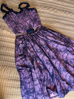 Vixen by Micheline Pitt Peach and Black Lace Set